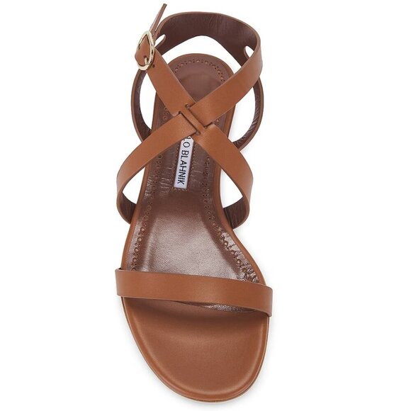 LIKE NEW Manolo Blahnik Magalou Leather Sandal in Medium Brown size 41 / US 11 - Picture 4 of 12